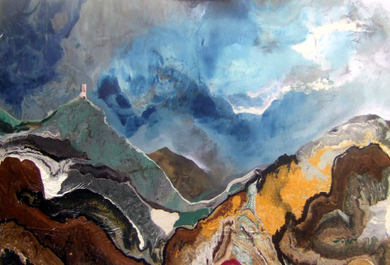 peintures Glyc�rophtaliques, huile et collage sur bois 90x135