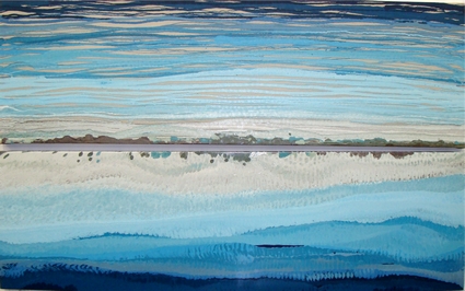 peintures glyc�rophtaliques, dyptique sur toile et bois, 2 fois 50x200cm.