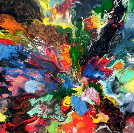 peintures glyc�rophtaliques sur toile, 119x110cm.