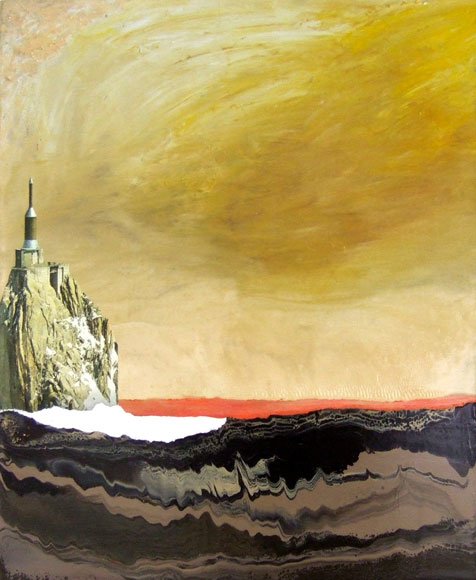 peintures glyc�rophtaliques, huile, collage sur toile, 45x30cm coll. priv�e.